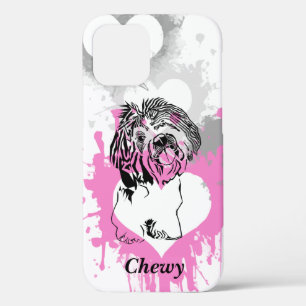 Abstrakt Hearts Blk-Inted Shih Tzu iPhone 12 Fall Case-Mate iPhone Hülle