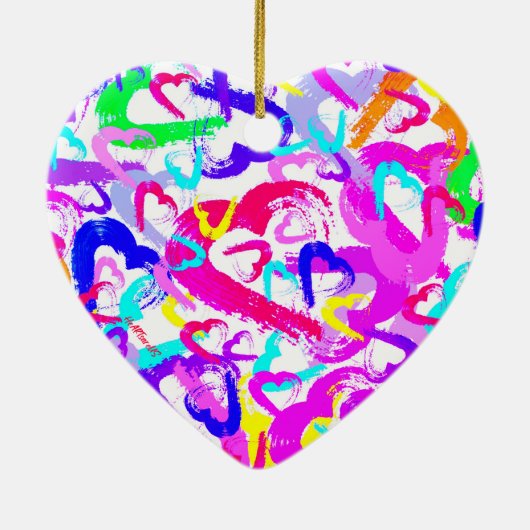 Abstrakt Hearts Keramik Weihnachten Keramik Ornament (Hinten)