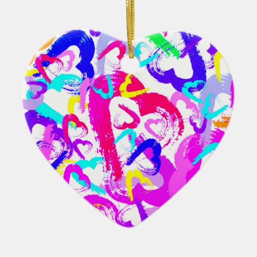 Abstrakt Hearts Keramik Weihnachten Ornament (Vorne)