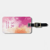 Abstrakt Helles Rosa Orange Weibliches Monogramm Gepäckanhänger (Vorderseite horizontal)