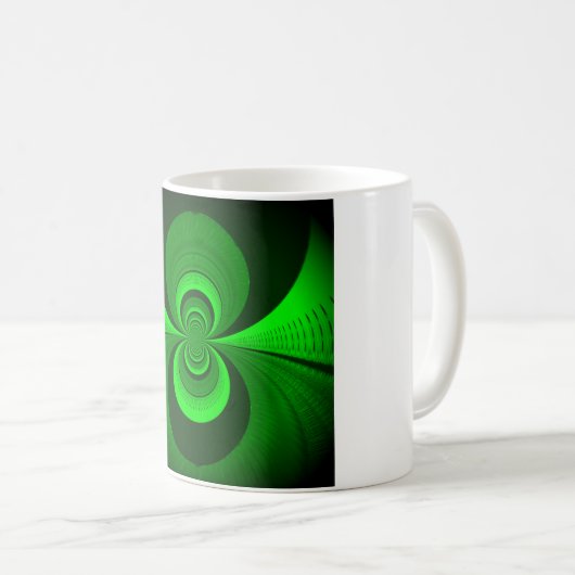 Abstrakt-hellgrüne Groovy Kaleidoskop-Muster Kaffeetasse (VorderseiteRechts)