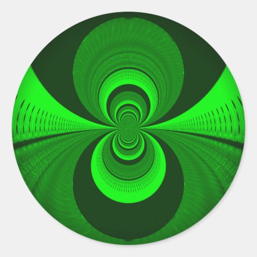 Abstrakt-hellgrüne Groovy Kaleidoskop-Muster Runder Aufkleber (Vorderseite)