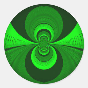 Abstrakt-hellgrüne Groovy Kaleidoskop-Muster Runder Aufkleber