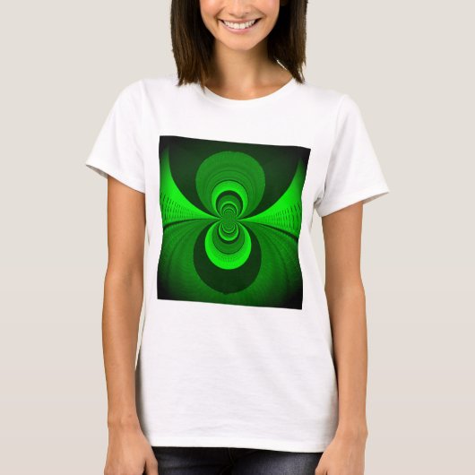 Abstrakt-hellgrüne Groovy Kaleidoskop-Muster T-Shirt (Vorderseite)