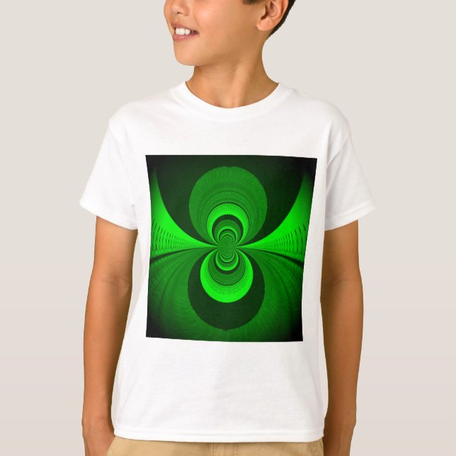 Abstrakt-hellgrüne Groovy Kaleidoskop-Muster T-Shirt (Vorderseite)