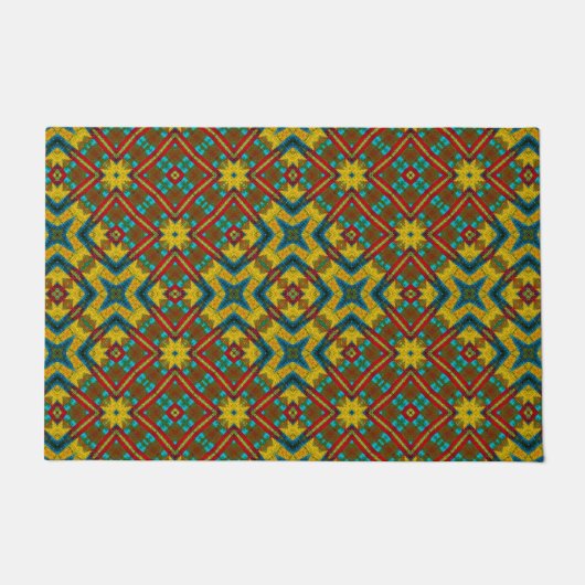 Abstrakt Hippie Boho Muster Rustic Earthy Tribal Fußmatte (Vorderseite)