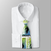 Abstrakt Hockey Player Blau und Grün Krawatte (Gebunden)