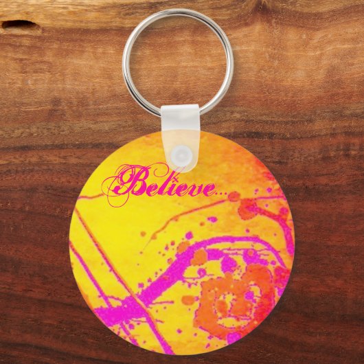 Abstrakt "Hot Pink", Glaube... Schlüsselanhänger (Vorderseite)