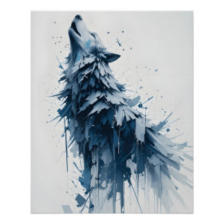 Abstrakt Howling Wolf Poster