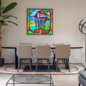 Abstrakt - Hütte im Wald Fotodruck