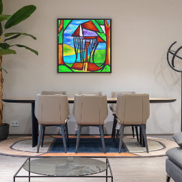 Abstrakt - Hütte im Wald Fotodruck