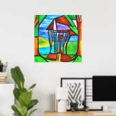 Abstrakt - Hütte im Wald Poster (Heimbüro)