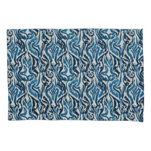 Abstrakt Ikat Watercolor Inspiriert Blau Kissenbezug