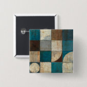 Abstrakt im Blau und in Brown Button (Vorne & Hinten)