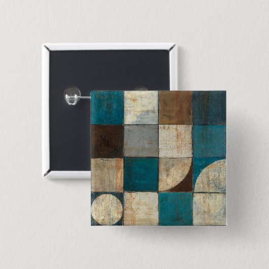 Abstrakt im Blau und in Brown Button (Vorne & Hinten)