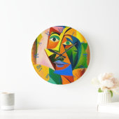 Abstrakt im Stil des Kubismus Große Wanduhr (Zuhause)