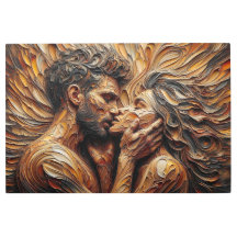Abstrakt Impasto Couple Liebe Kiss