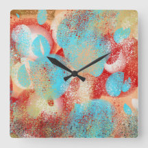Abstrakt in Aqua-Blau, Rot und Gelb