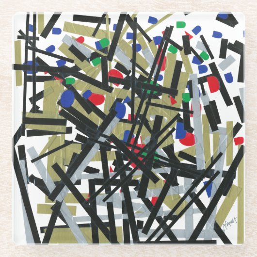 Abstrakt in Band und Buchstaben 1 Glasuntersetzer (Vorderseite)