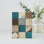 Abstrakt in Blau und Braun Postkarte (Stehend Vorderseite)