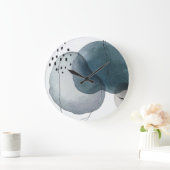 Abstrakt in Blau und Grau Große Wanduhr (Zuhause)