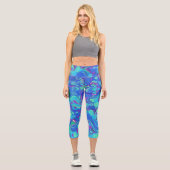 Abstrakt in Blues, Grüntöne und Purpur Capri Leggings (Vorderseite)