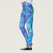 Abstrakt in Blues, Grüntöne und Purpur Leggings (Links)