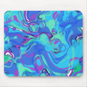 Abstrakt in Blues, Grüntöne und Purpur Mousepad