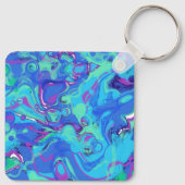 Abstrakt in Blues, Grüntöne und Purpur Schlüsselanhänger (Rückseite)