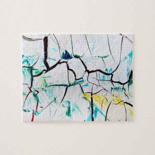 Abstrakt in grün-gelb-blau gerissen puzzle (Horizontal)