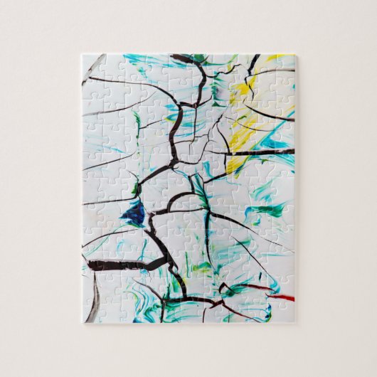 Abstrakt in grün-gelb-blau gerissen puzzle (Vertikal)