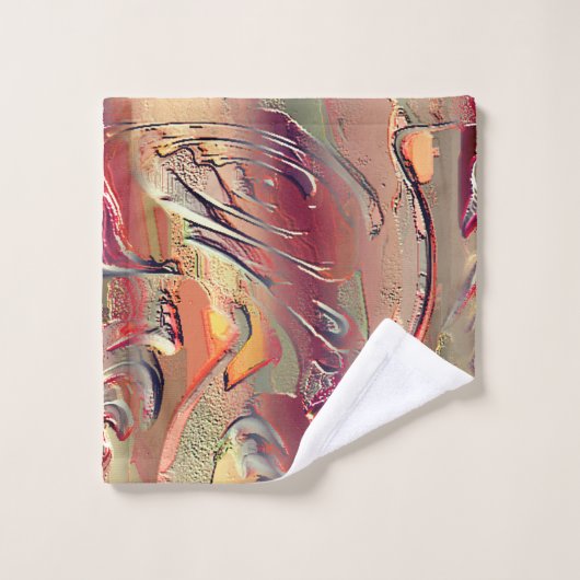 Abstrakt in Lachs und rotem Gefälle geschnitten Badhandtuch Set (Waschlappen)