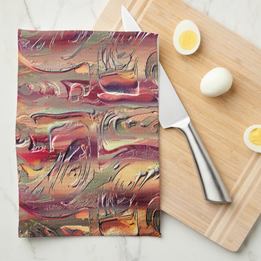 Abstrakt in Lachs und rotem Gefälle geschnitten Geschirrtuch (Viertel Falte)