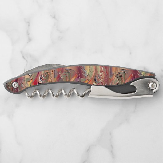 Abstrakt in Lachs und rotem Gefälle geschnitten Kellnermesser (Rückseite)