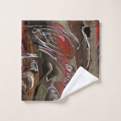 Abstrakt in Mahagoni und Dunkelrot geschnitzt Badhandtuch Set (Waschlappen)