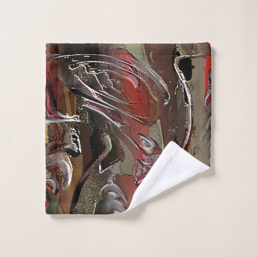 Abstrakt in Mahagoni und Dunkelrot geschnitzt Badhandtuch Set (Waschlappen)