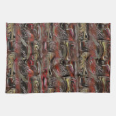 Abstrakt in Mahagoni und Dunkelrot geschnitzt Geschirrtuch (Horizontal)