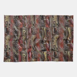 Abstrakt in Mahagoni und Dunkelrot geschnitzt Geschirrtuch