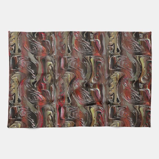 Abstrakt in Mahagoni und Dunkelrot geschnitzt Geschirrtuch (Horizontal)