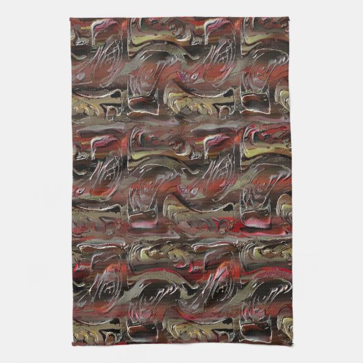 Abstrakt in Mahagoni und Dunkelrot geschnitzt Geschirrtuch (Vertikal)