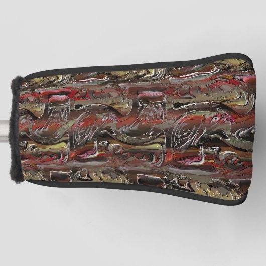Abstrakt in Mahagoni und Dunkelrot geschnitzt Golf Headcover (Vorderseite)
