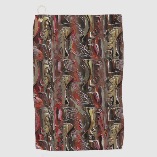 Abstrakt in Mahagoni und Dunkelrot geschnitzt Golfhandtuch (Vorderseite)