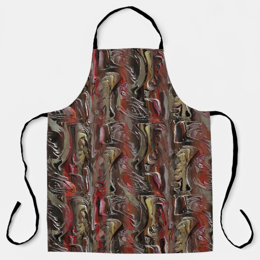 Abstrakt in Mahagoni und Dunkelrot geschnitzt Schürze (Vorderseite)