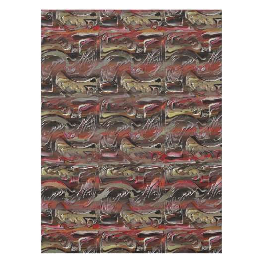 Abstrakt in Mahagoni und Dunkelrot geschnitzt Tischdecke (Vorderseite)