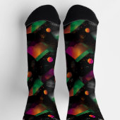 Abstrakt in Orange, Magenta auf schwarz Socken (Oben)