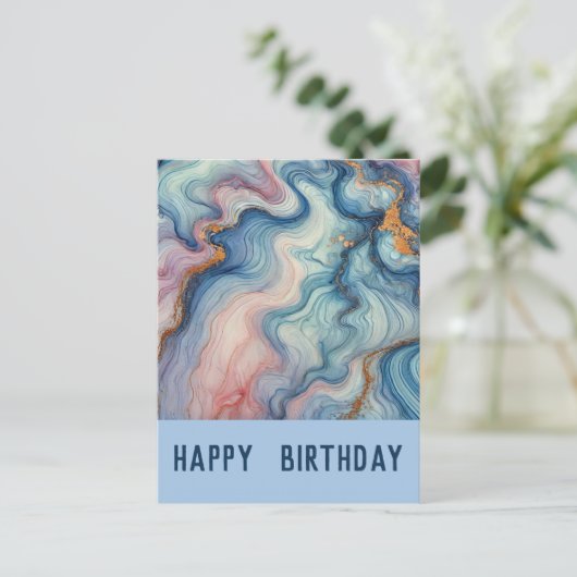 abstrakt in pasteurisierter Blues - Geburtstag Postkarte (Stehend Vorderseite)