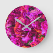 Abstrakt in Purpur, Orangen und Grüntöne Runde Wanduhr (Vorderseite)