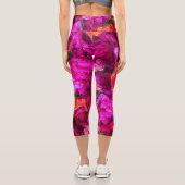Abstrakt in Purpur, Orangen und Grüntönen Capri Leggings (Rückseite)