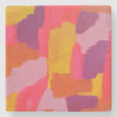 Abstrakt in Rosa und Gelb Steinuntersetzer (Vorderseite)