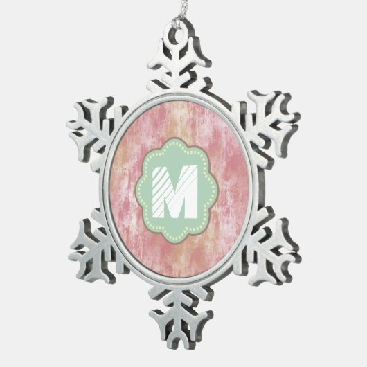 Abstrakt in Rosa und Pfirsichfarben Schneeflocken Zinn-Ornament (Rechts)